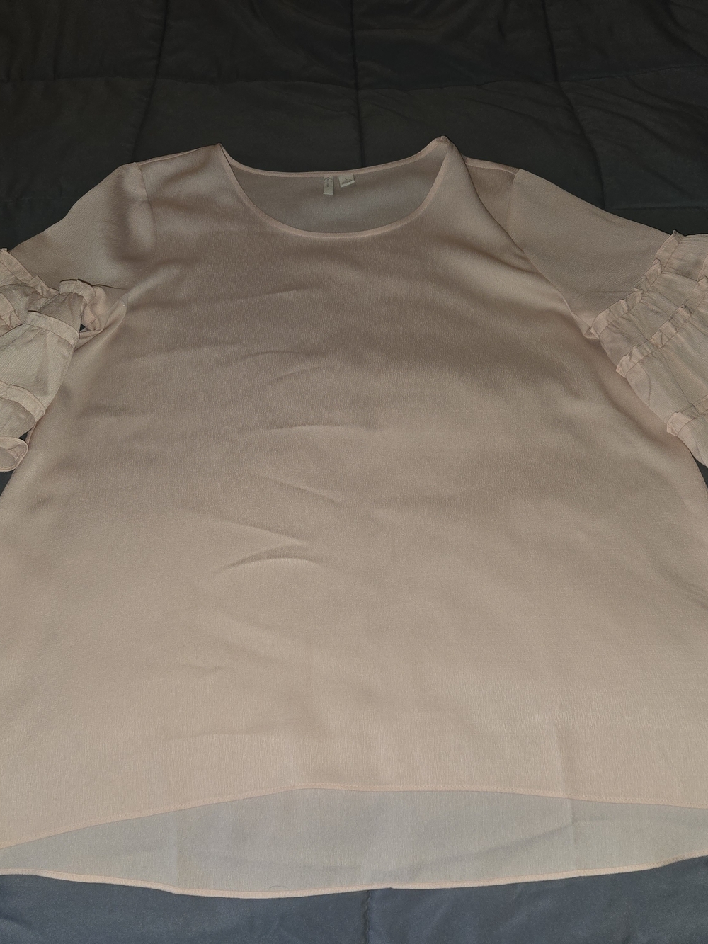 Women's Light Pink Ruffle-Sleeve Blouse